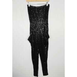 Michael Michael Kors XSmall Black Sequin Strapless Jumpsuit Cocktail NYE Party